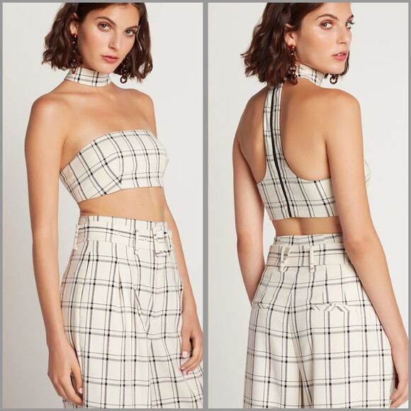 NEW CHOOSY crop top plaid power moves‎ back zip bandeau 8 - Picture 1 of 7